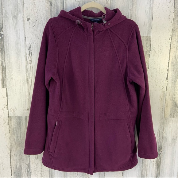 Lands' End Jackets & Coats Lands End Plum Fleece Hooded Jacket Size